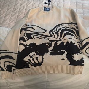 AELFRIC EDEN Cream and Black Graphic Sweater XL